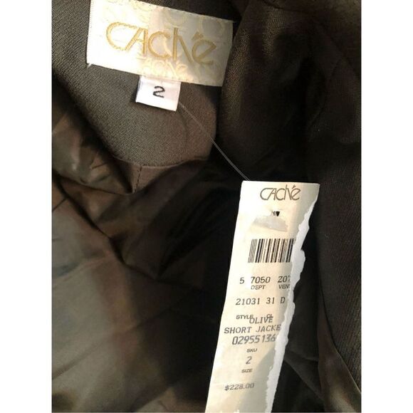 Cache 100 percent wool olive green one button front blazer fully lined size 2 NW - Picture 13 of 13